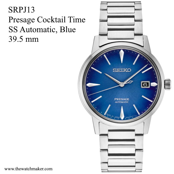 SRPJ13 Seiko Presage Cocktail Time SS Automatic, Blue Dial, Metal Bracelet,  20mm - The Watchmaker