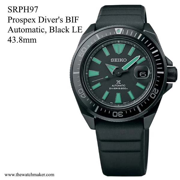 SRPH97 Seiko Prospex Diver's BIF Automatic Limited Edition, Black Dial,  Silicone Strap, 22mm - The Watchmaker