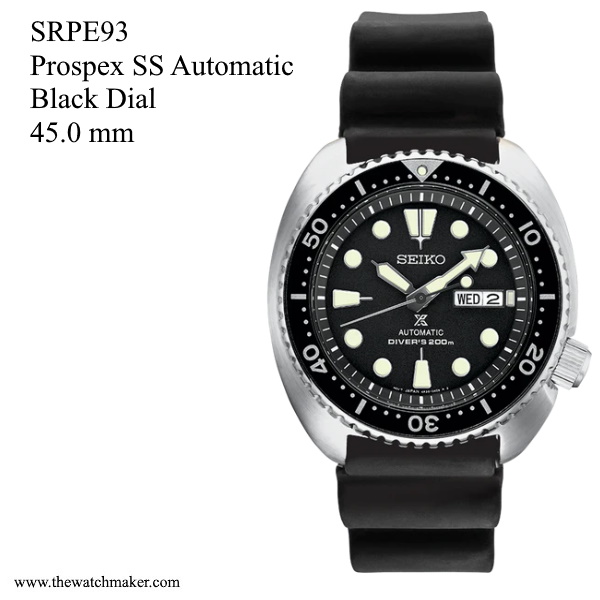 SRPE93 Seiko Prospex SS Automatic, Black Dial, Silicone Strap, 22mm - The  Watchmaker