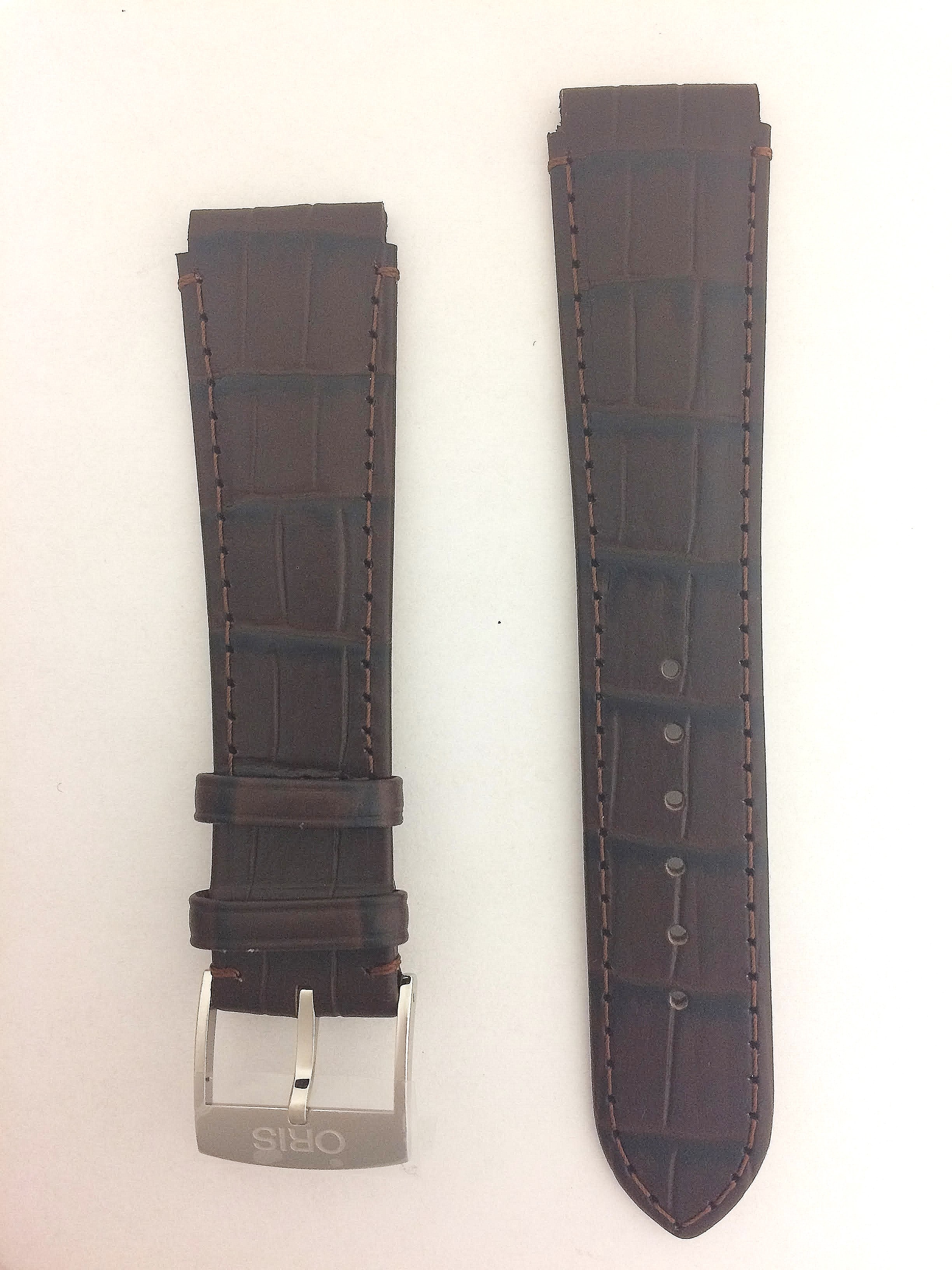 07 5 19 98 Oris Dark Brown Leather Replacement Strap, 19mm - The Watchmaker